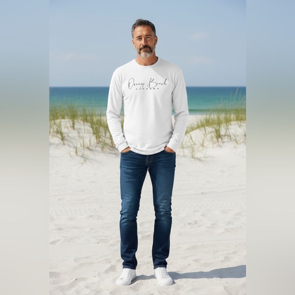 EUC Island Beach Men’s White Long Sleeve Moisture Wicking Shirt Orange Beach XXL